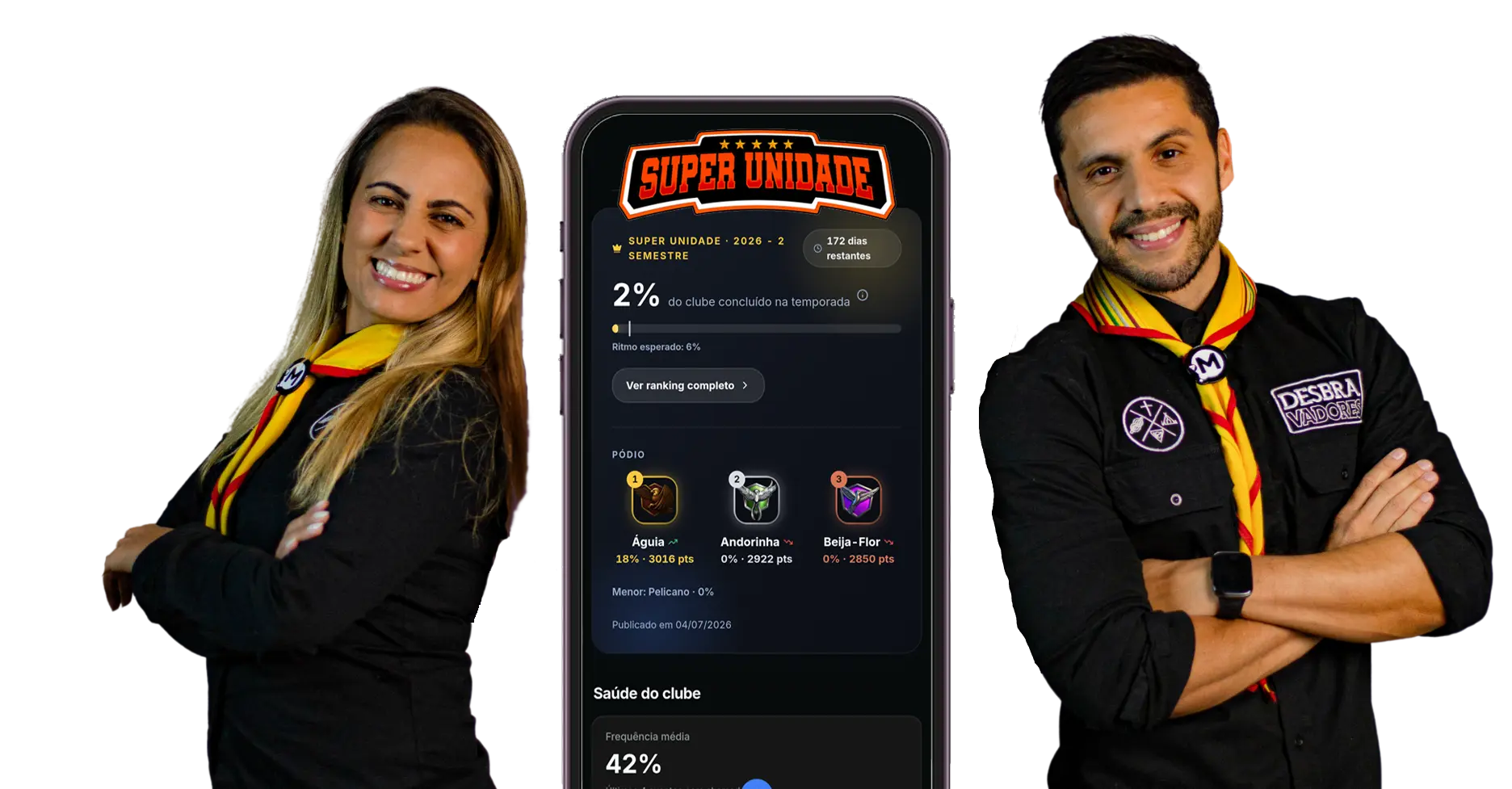 ClubePro no celular, com Ricardo e Carol Giglio